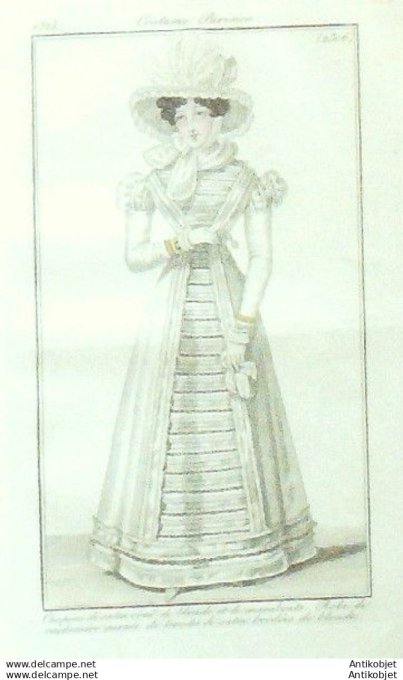 Gravure Mode Costume Parisien 1825 # 2306 (eau forte old Fashion plate
