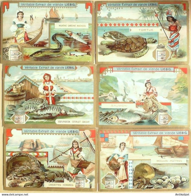 Chromo Liebig Sang  779 Delices de mer et riviere (1904)