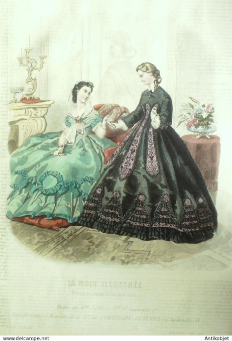 Gravure Mode illustree 1863 # 44 (Old Fashion plate)