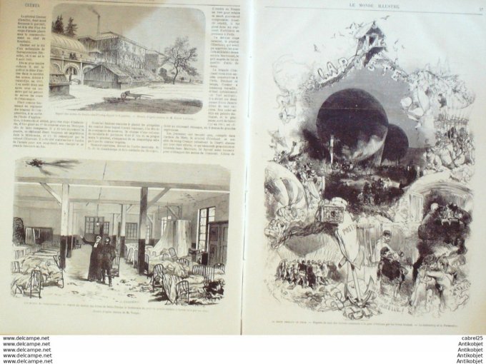 Le Monde illustré 1871 n°719 Bapaume (62) Guerre civile transmission par pigeons voyageurs