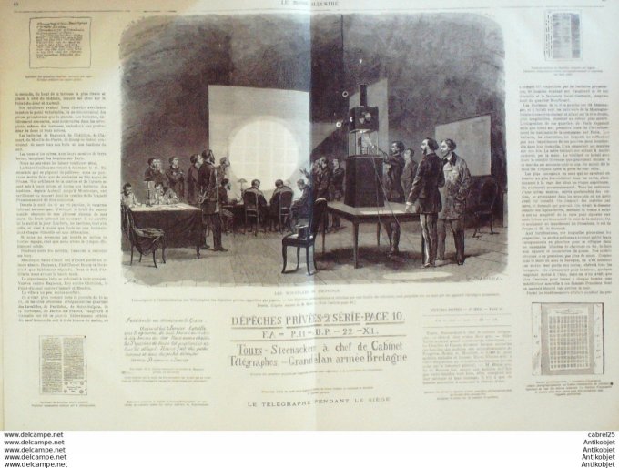 Le Monde illustré 1871 n°719 Bapaume (62) Guerre civile transmission par pigeons voyageurs