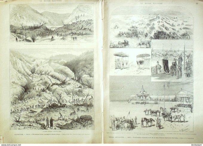 Le Monde illustré 1877 n°1035 Etats-Unis Longbranch Autriche Steinbrücken Inde Delhi
