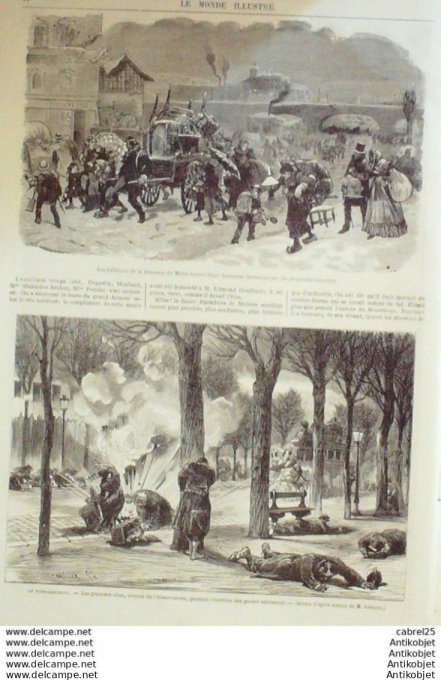 Le Monde illustré 1871 n°719 Bapaume (62) Guerre civile transmission par pigeons voyageurs