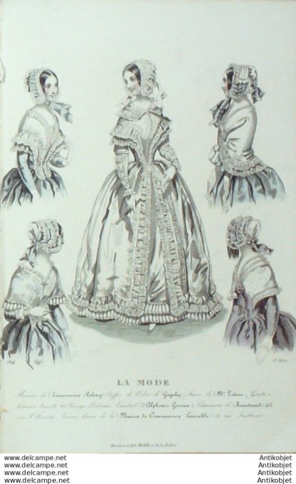Gravure La mode 1844 # 17 (aquarelle old Fashion plate)