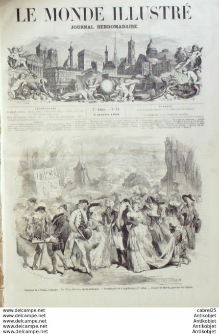 Le Monde illustré 1859 n° 91 Toulon (83) Pie IX moeurs Algériennes danses arabes