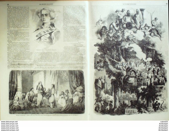 Le Monde illustré 1859 n° 91 Toulon (83) Pie IX moeurs Algériennes danses arabes