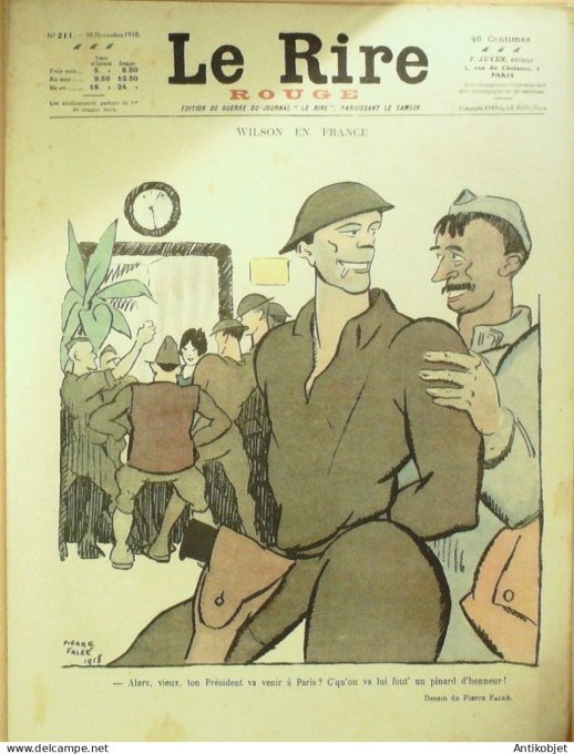 Le Rire Rouge 1918-11-30 # 211 Journal humoristique Ed.Originale Pdt Wilson