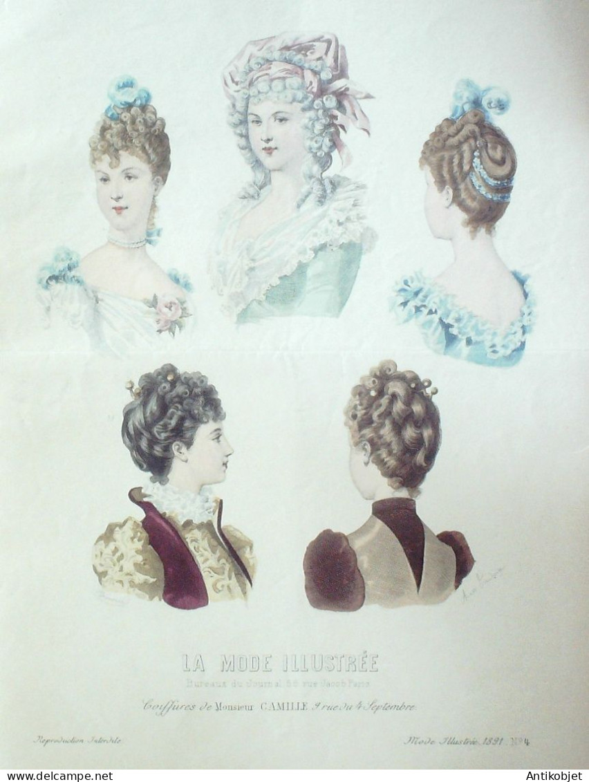 Gravure Mode illustree 1891 # 04 (Old Fashion plate) RARE