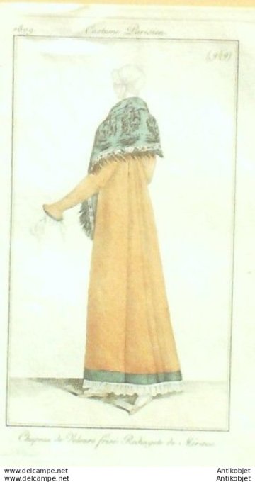 Gravure Mode Costume Parisien 1809 #  959 (eau forte old Fashion plate