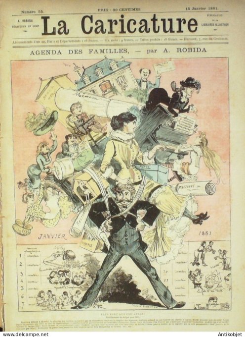 La Caricature 1881 #  55 Agenda des familles Robida les parisiennes loys Draner