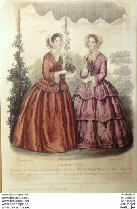Gravure Mode Le Bon Ton 1850 17 # 31 (aquarelle old fashion plate)