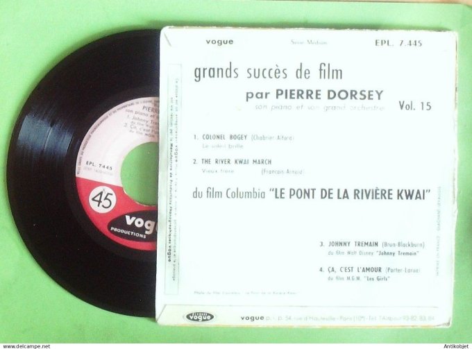 Le pont de la rivière Kwaï Film 45T SP Dorsey Pierre 1957