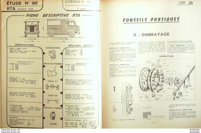 R.T Automobile Citroën H Hz Hy Unic & Willème utilitaires Mercedes 160 # 1959