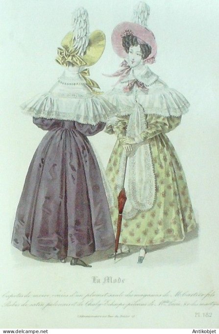 Gravure La mode 1831 # 182 (aquarelle old Fashion plate)