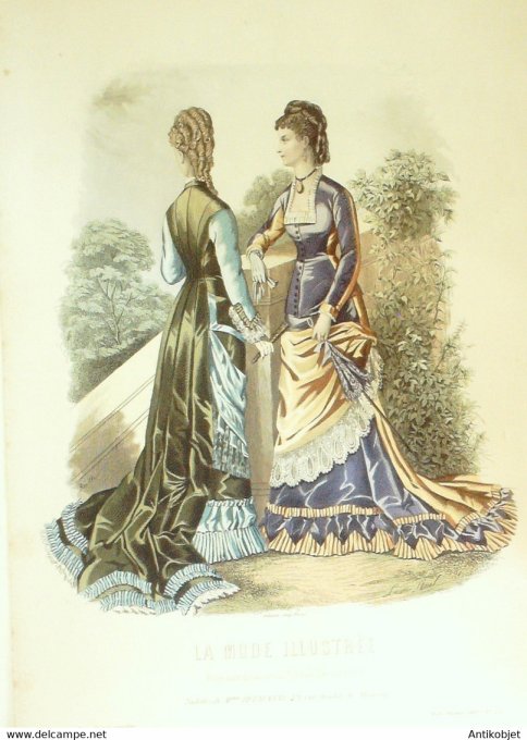 Gravure de mode La Mode illustrée 1877 n°29 (Maison Delaunay)