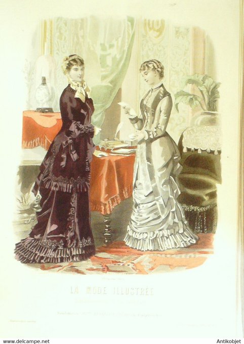 Gravure de mode La Mode illustrée 1881 n°08 (Maison Bréant-Castel)