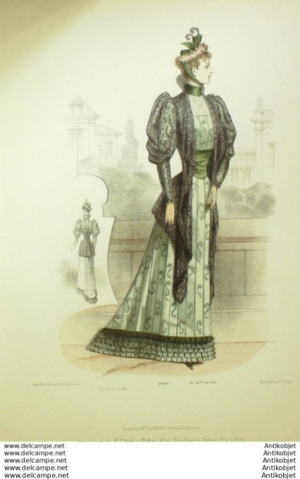 Gravure Mode Le Coquet 1892 # 24 (Old Fashion plate)