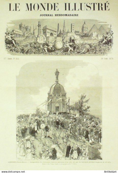 Le Monde illustré 1873 n°855 Espagne Séville Chambéry (73) Nantes (44) Strasbourg (67)