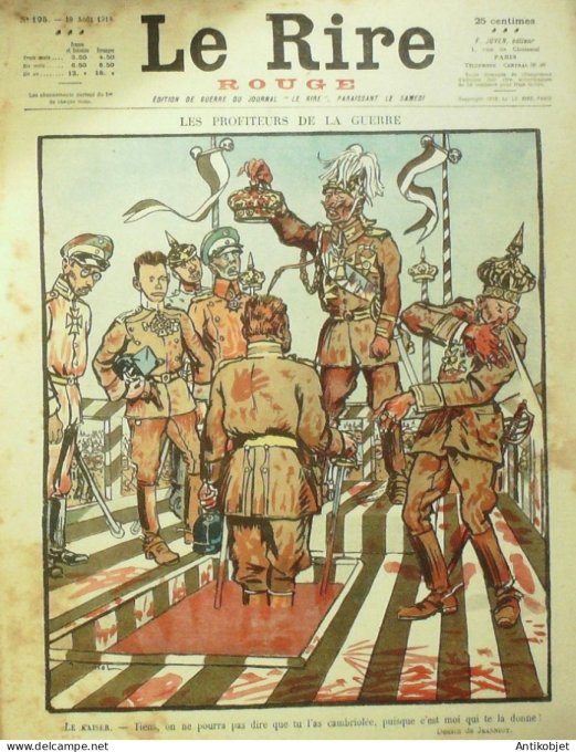Le Rire Rouge 1918-08-10 # 195 Journal humoristique Ed.Originale Champs-Elysees