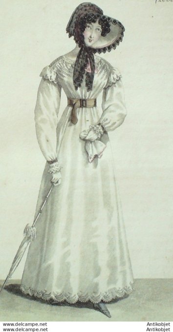 Costume Parisien 1822 # 2086 Robe perkale ornée d'épis brodés