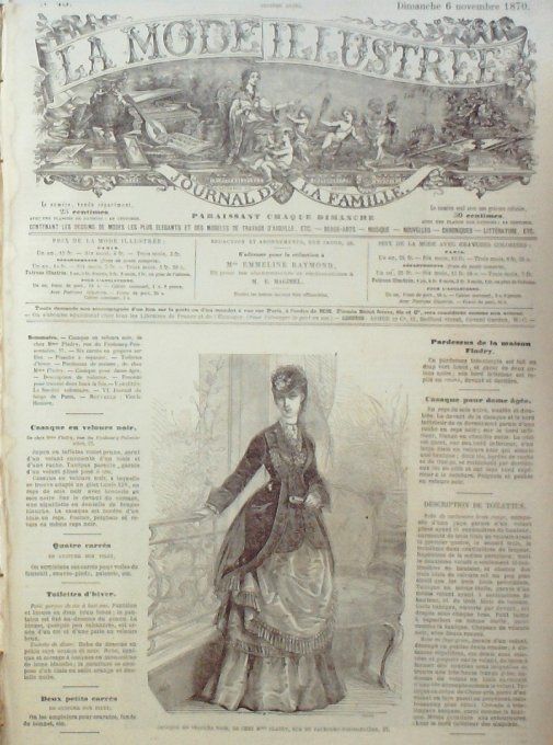 Journal Mode illustrée 1870 # 45 Casaque velours