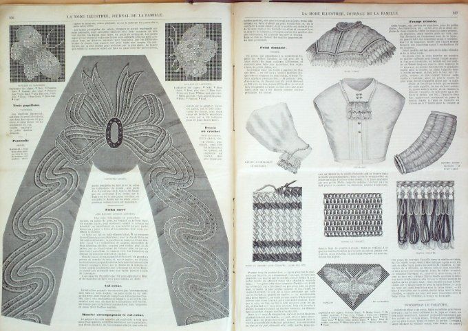 Journal Mode illustrée 1864 # 45 Col rabat & chale écossais