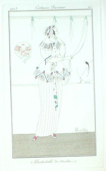 Martin Charles Pochoir Mode Art Deco n°  45-1913 Journal des Dames