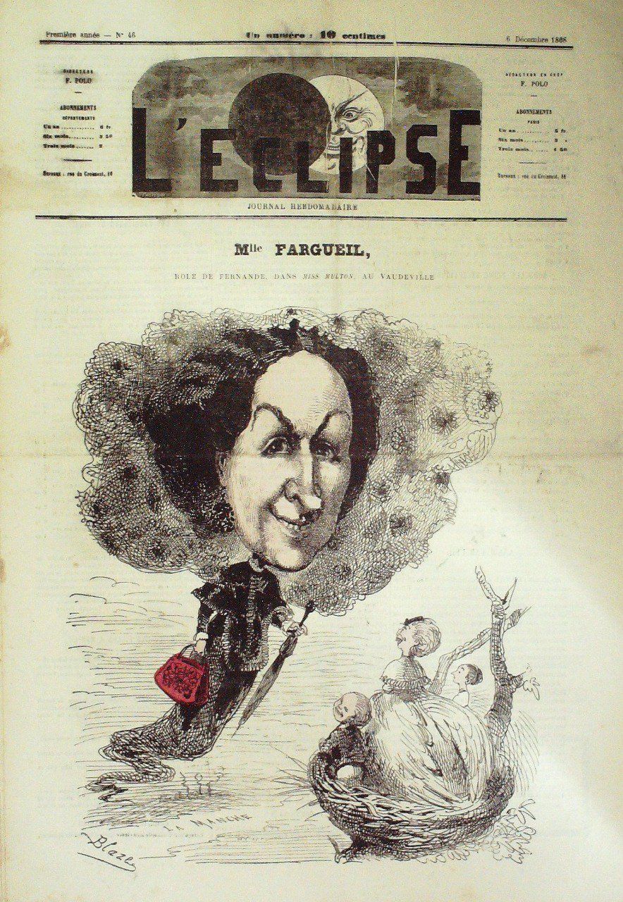 L'Eclipse 1868 n°46 Mle FARHUEIL (OPERA MISS MULTON André GILL