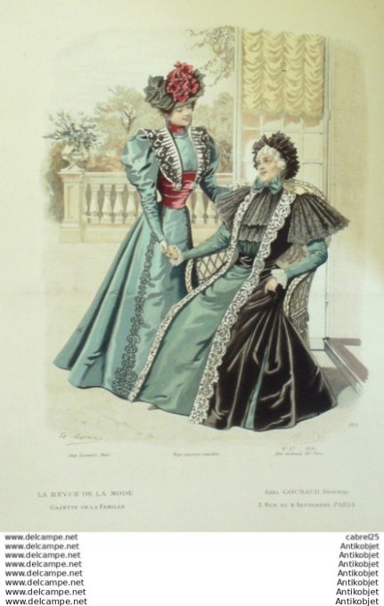 Gravure Mode La Gazette 1896 # 37 (Old Fashion plate)