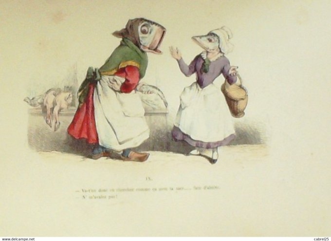 Grandville "Les Métamorphoses du jour" IXA Poisson Canard 1847
