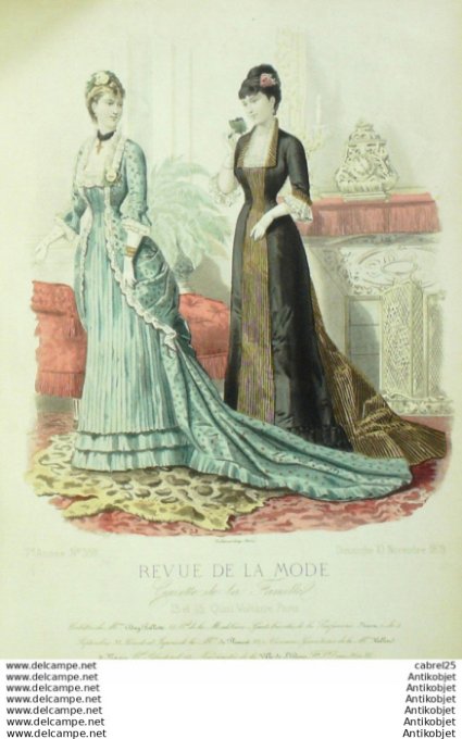 Gravure Mode La Gazette 1878 # 358 (Old Fashion plate)