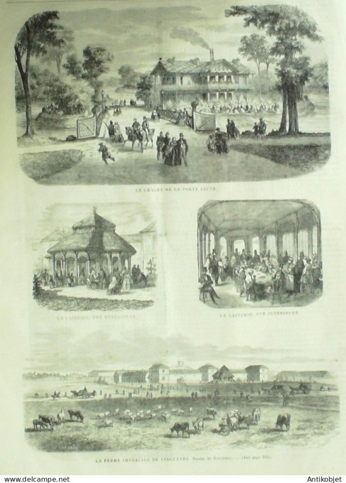 Le journal illustré 1866 n°286 Vincennes (94) Ferme laiterie Marseille (13)