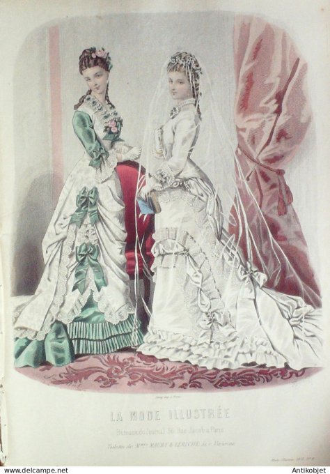 Gravure Mode illustree 1877 #  8 (Old Fashion plate)