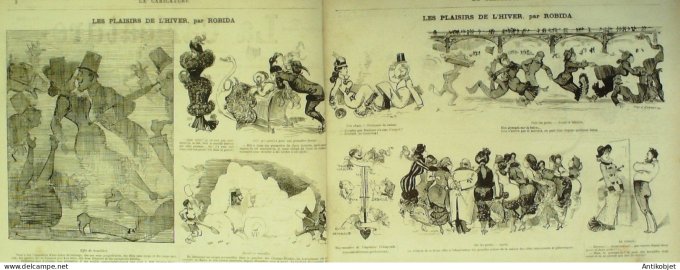 La Caricature 1880 #   3 Nana Les plaisirs de l'hiver Robida Draner Négro Trick