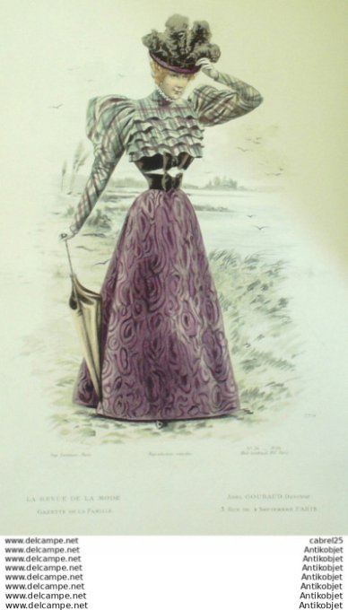 Gravure Mode La Gazette 1896 # 34 (Old Fashion plate)