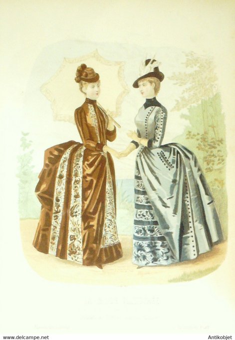 Gravure de mode La Mode illustrée 1886 n°43 (Maison Coussinet)
