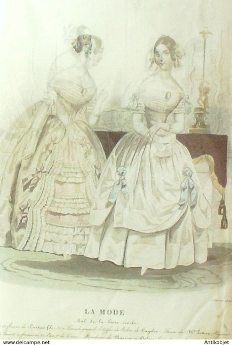 Gravure La mode 1845 #  4 (aquarelle old Fashion plate)
