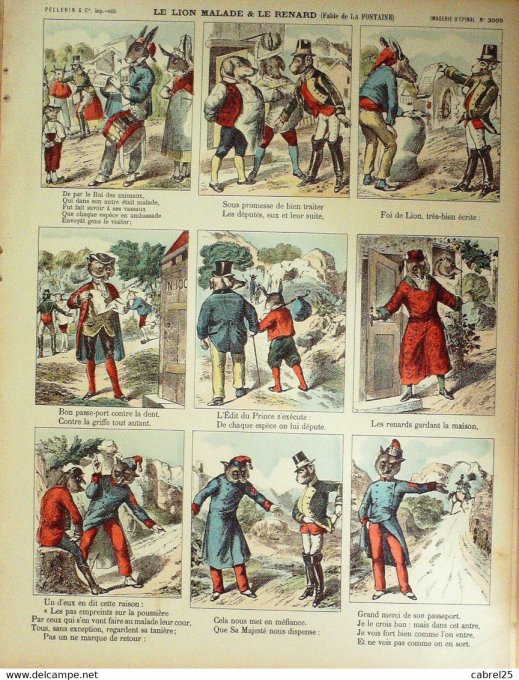Le Lion Malade & Le Renard (Pellerin d'epinal) Fable