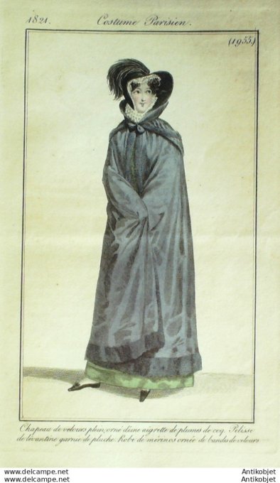 Costume Parisien 1821 # 1955 Pelisse de Lévantine garnie
