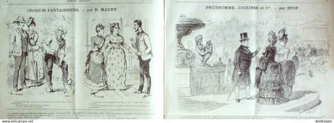 Le Journal Amusant 1885 # 1510 Etudes maritimes L'ancienne marine et la nouvelle par Leonnec