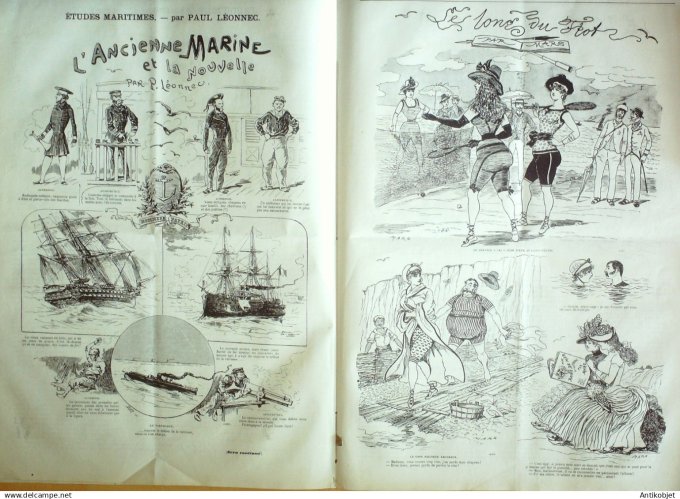 Le Journal Amusant 1885 # 1510 Etudes maritimes L'ancienne marine et la nouvelle par Leonnec