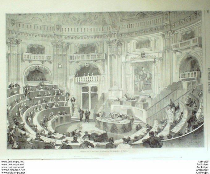 Le Monde illustré 1859 n° 94 Italie Turin Torrès Espagne Napoléon Etats-Unis Texas Galveston