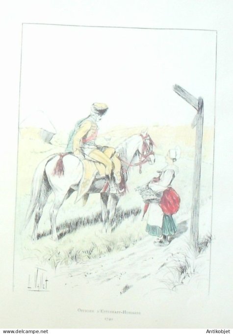 Officier d'Esterhazy-Hussards en 1740 signé Louis Vallet