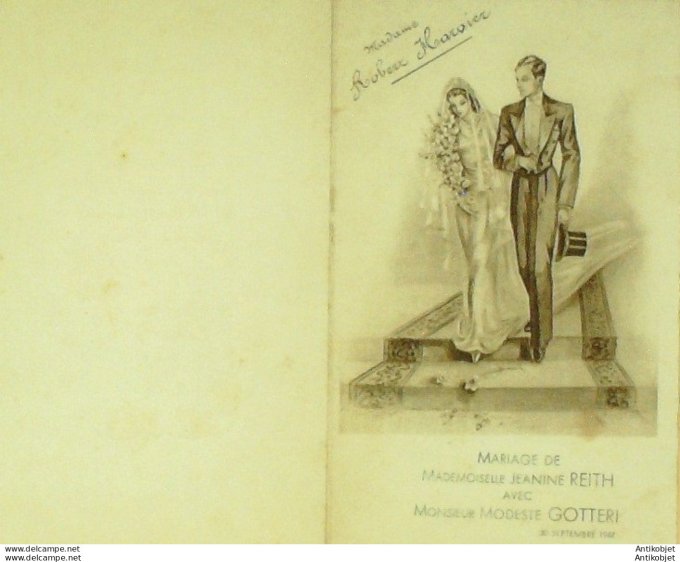 Menu Noce de Jeanine Reith & Modeste Gotteri 1947