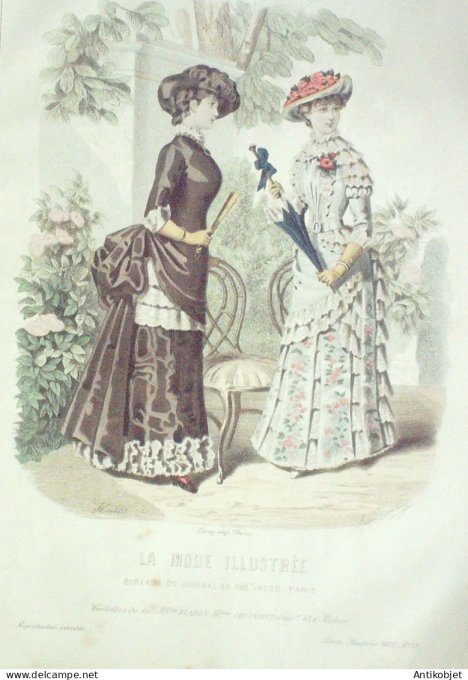 Gravure Mode illustree 1882 # 32 (Old Fashion plate)