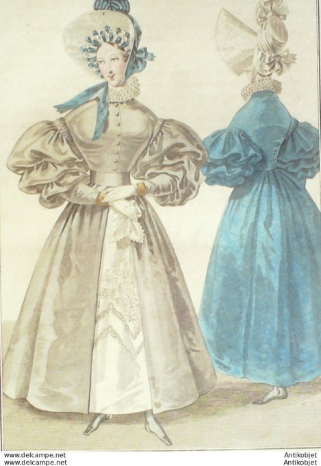Gravure de mode Costume Parisien 1831 n°2878 Redingote de gros d'Orient