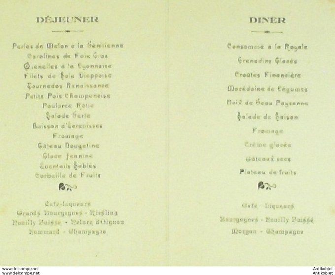 Menu Noce de Jeanine Reith & Modeste Gotteri 1947