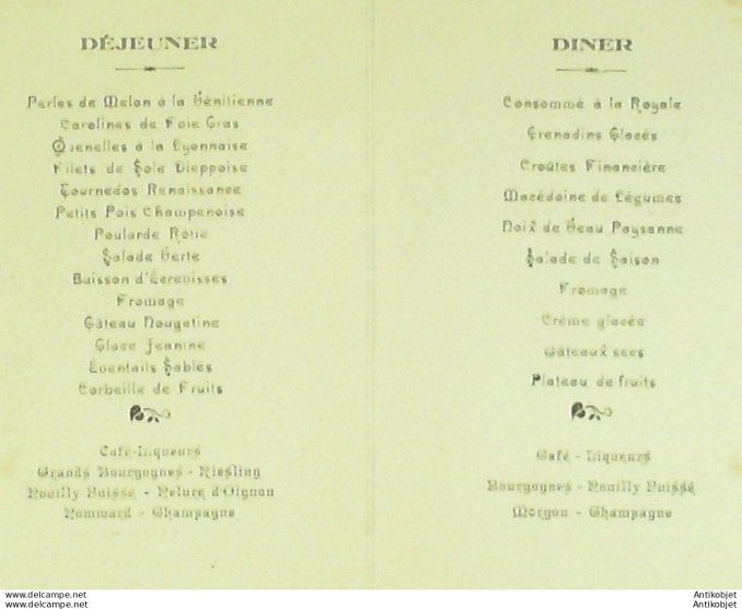 Menu Noce de Jeanine Reith & Modeste Gotteri 1947