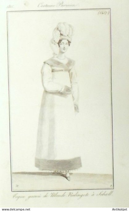 Costume Parisien 1815 # 1457 Redingote à Schall