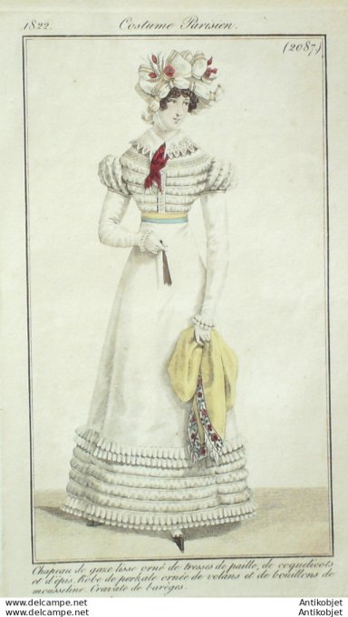 Costume Parisien 1822 # 2087 Robe perkale ornée de volans